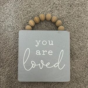 Hobby Lobby Gray and White Wall Art with Beaded Handle